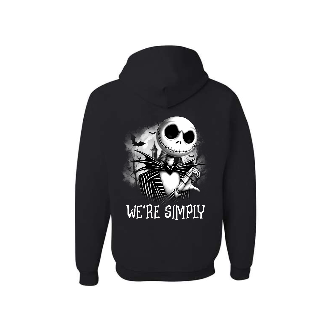 Black Nightmare Before Christmas couples hoodie featuring Jack in bold graphic design