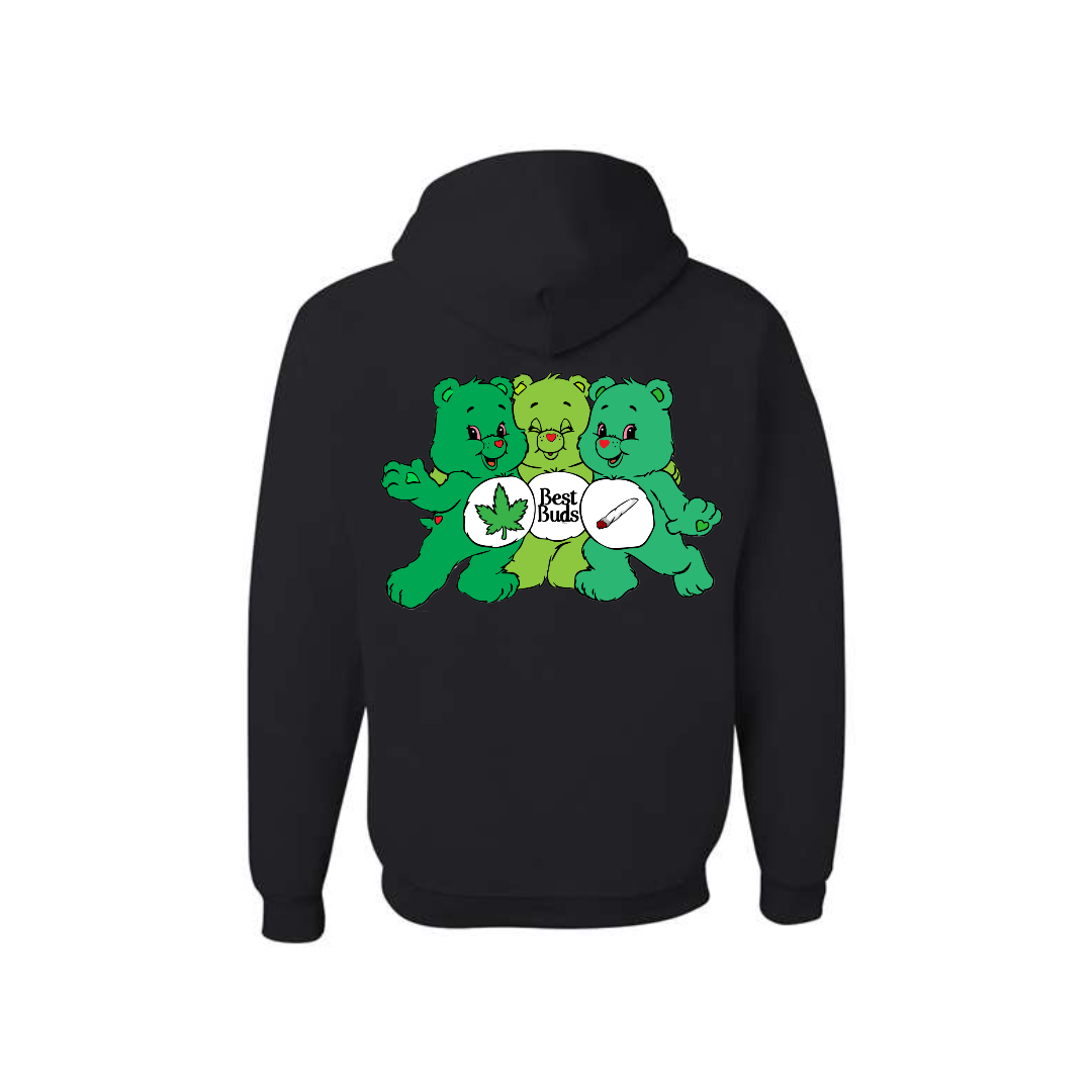 Black Swear Bear Hoodie with "best buds weed bears"