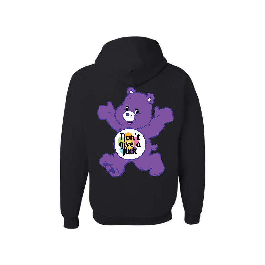 Black Swear Bear Hoodie with "don't give a fuck bear"