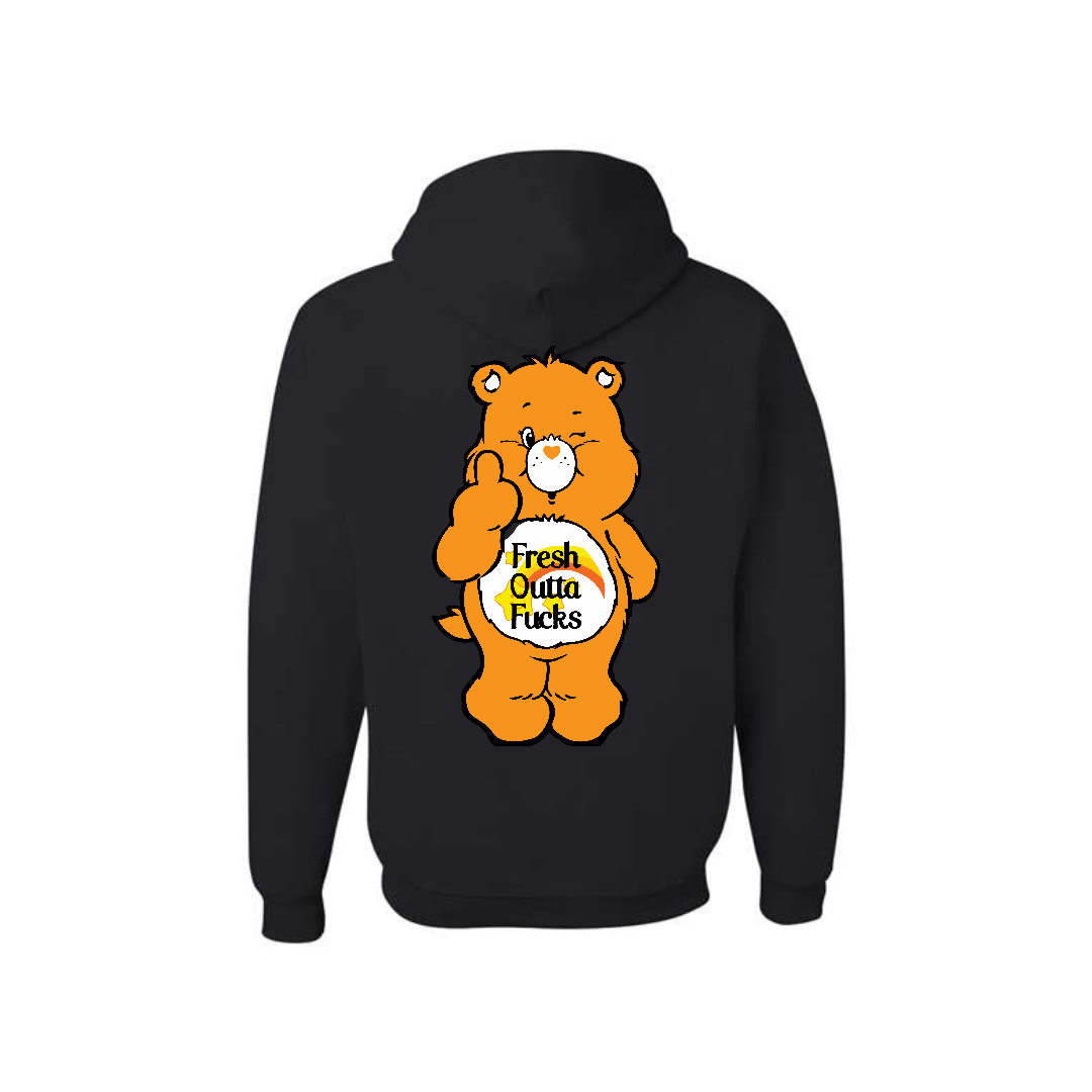 Black Swear Bear Hoodie with "Fresh outta fucks"