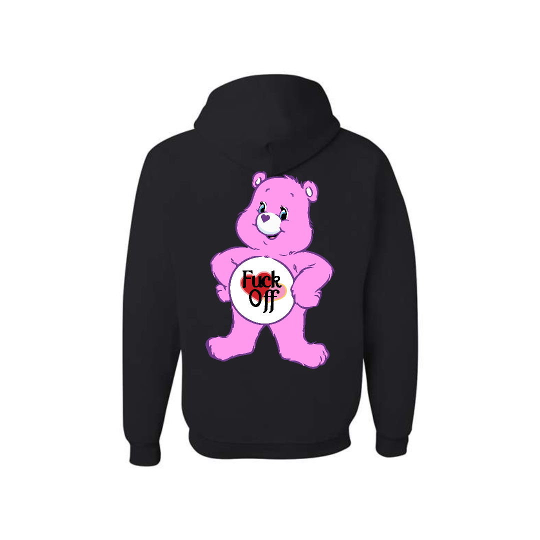 Black Swear Bear Hoodie with "fuck off"