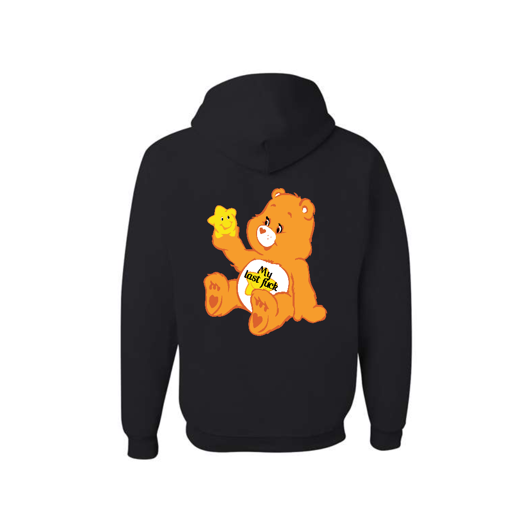 Black Swear Bear Hoodie with "my last fuck and a star"