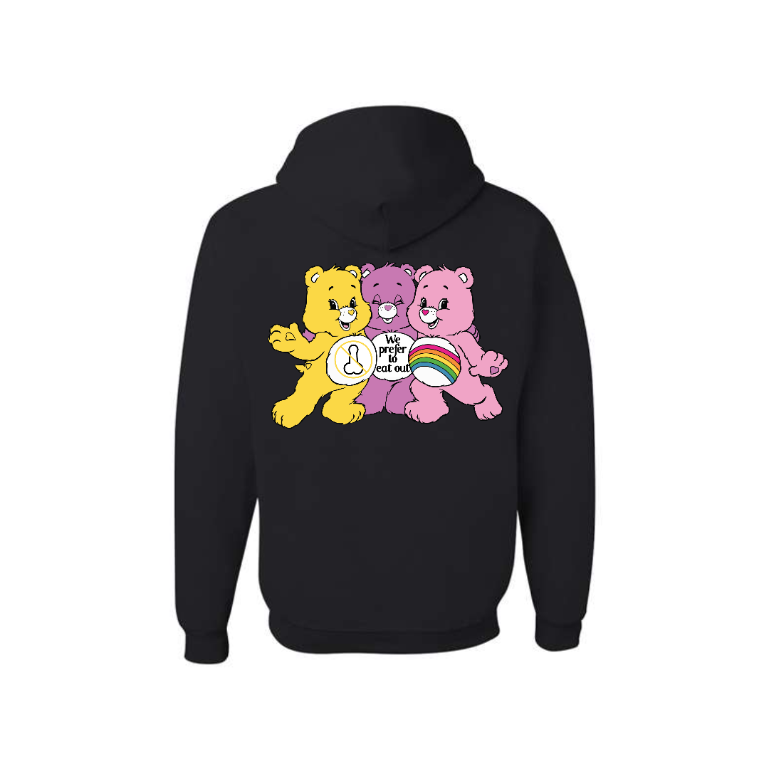 Black Swear Bear Hoodie with "Lesbian Bears"