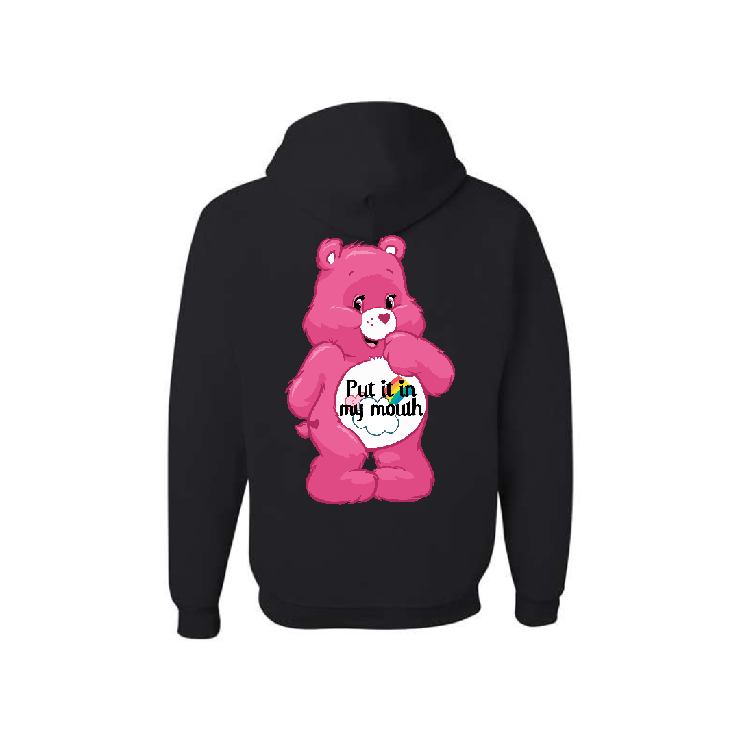 Black Swear Bear Hoodie with "put it in my mouth"