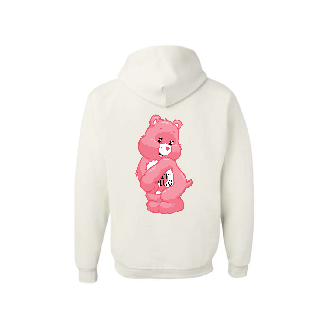 White Swear Bear Hoodie with "Butt Plug"