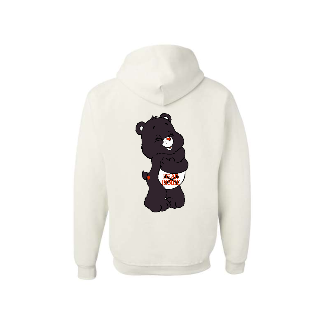White Swear Bear Hoodie with "Dead Inside"