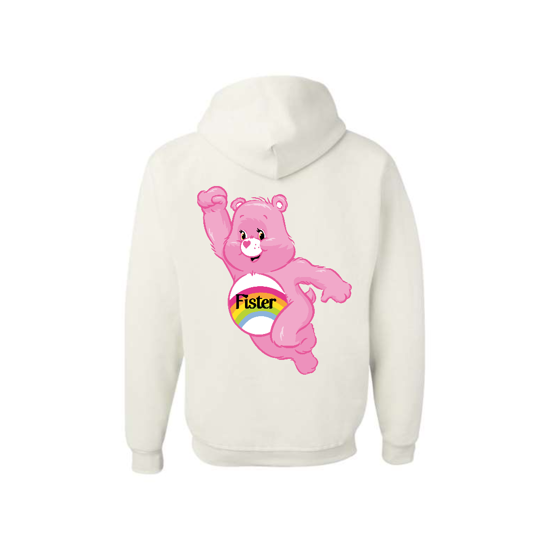White Swear Bear Hoodie with "Fister"
