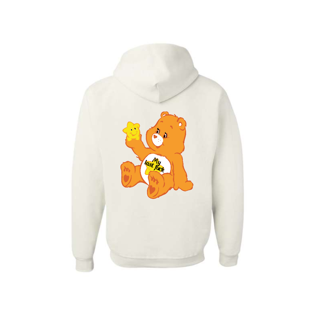 White Swear Bear Hoodie with "My Last Fuck and a Star"