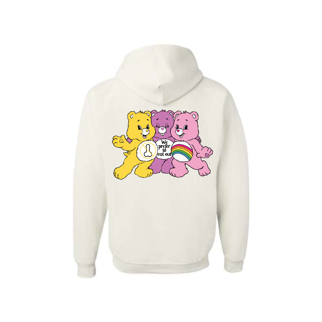 White Swear Bear Hoodie with "Lesbian Bears"
