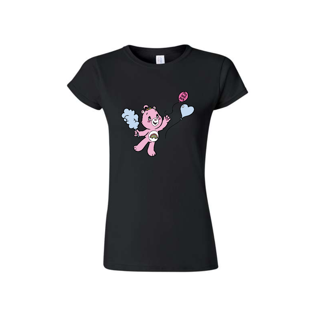 Black Swear Bear T-Shirt with a Swear Bear My Last Fuck with a balloon flying away design