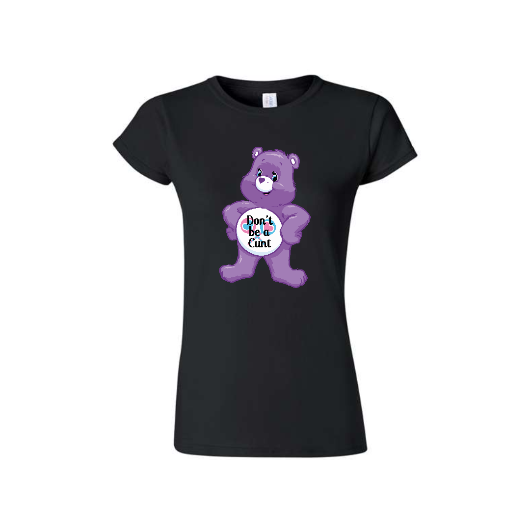 Black Swear Bear T-Shirt with a Swear Bear Dont be a cunt design