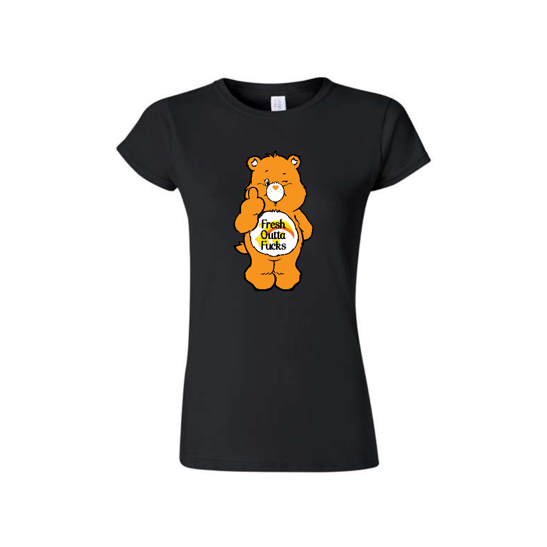 Black Swear Bear T-Shirt with a Swear Bear Fresh Outta Fucks design