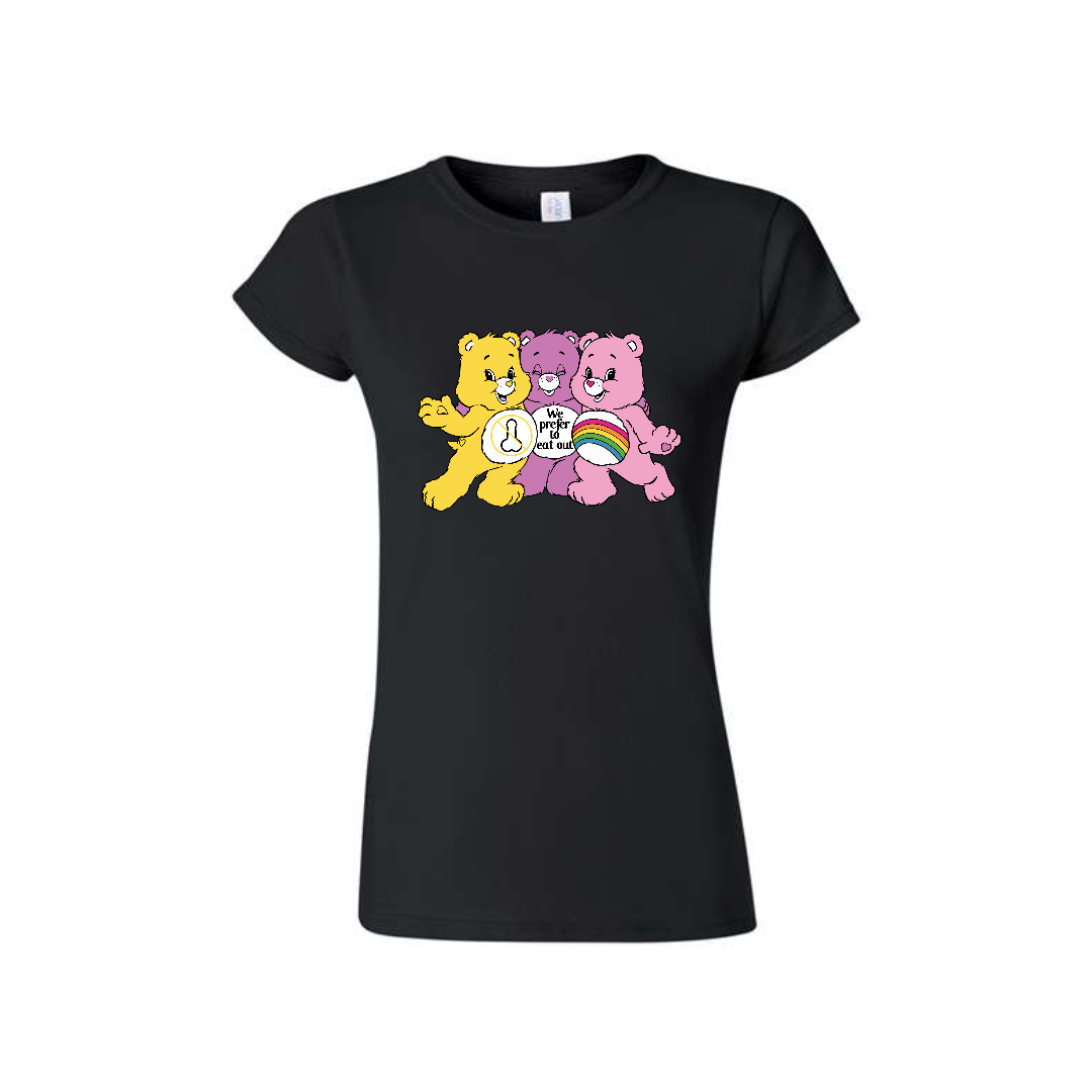 Black Swear Bear T-Shirt with a Swear Bear with Lesbian Bears design