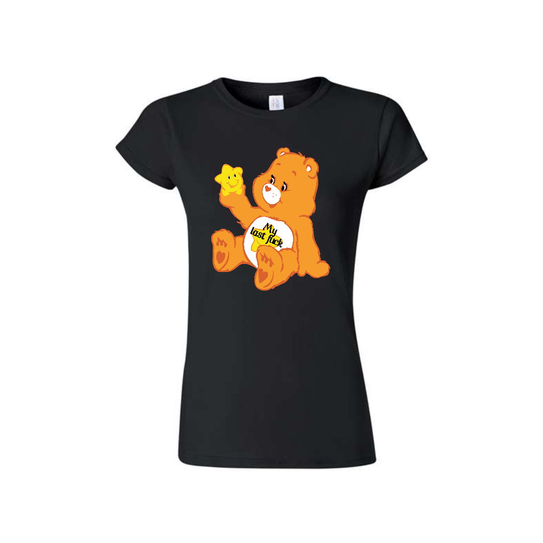 Black Swear Bear T-Shirt with a Swear Bear My Last fuck with a swear bear holding a star design