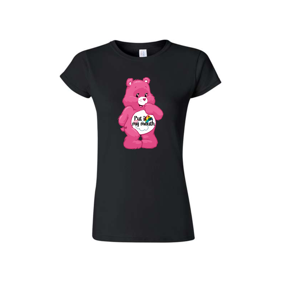 Black Swear Bear T-Shirt with a Swear Bear Put it in my mouth design