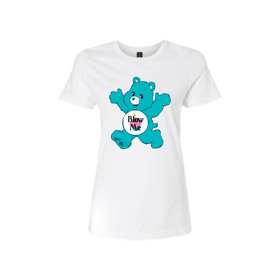 Swear Bear T-Shirt White with a blow me swear bear design