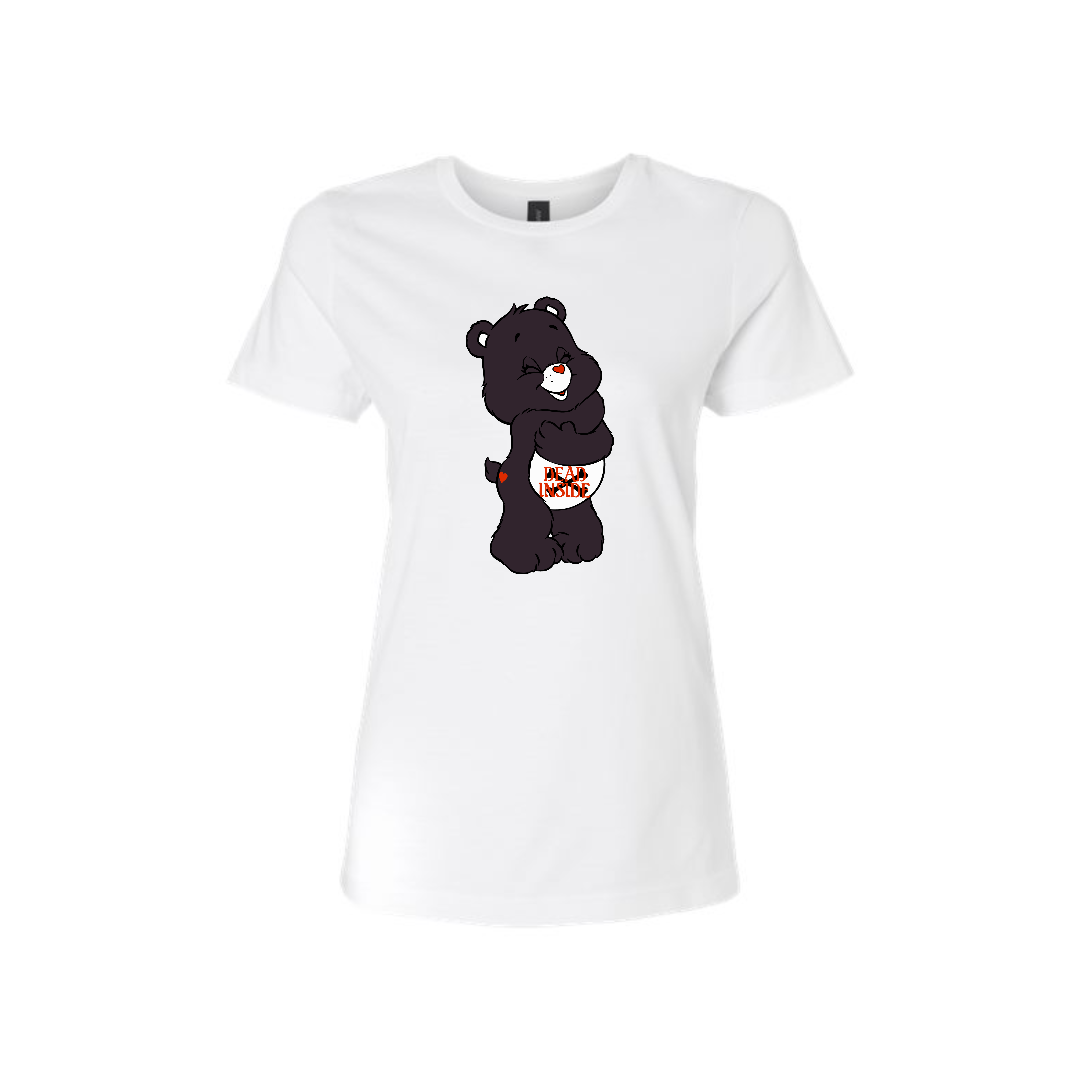 Swear Bear T-Shirt White with a dead inside logo on a swear bear design