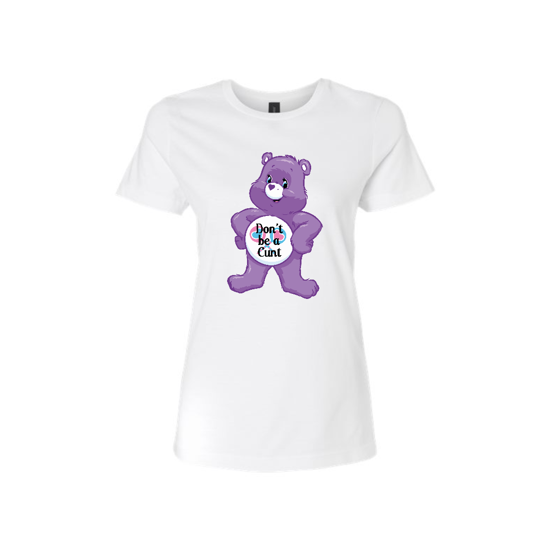 Swear Bear T-Shirt White with a dont be a cunt swear bear design