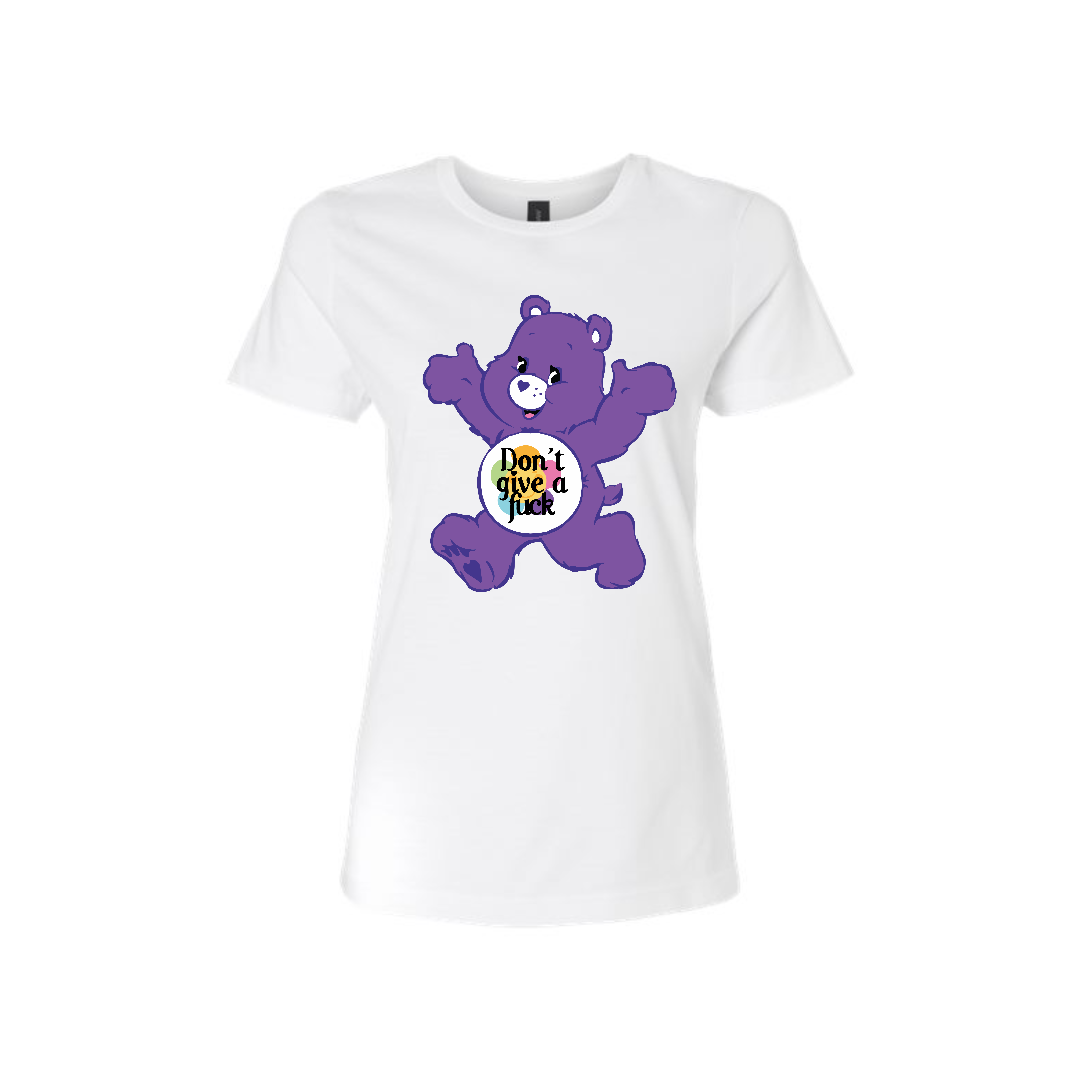 Swear Bear T-Shirt White with a dont give a fuck swear bear design