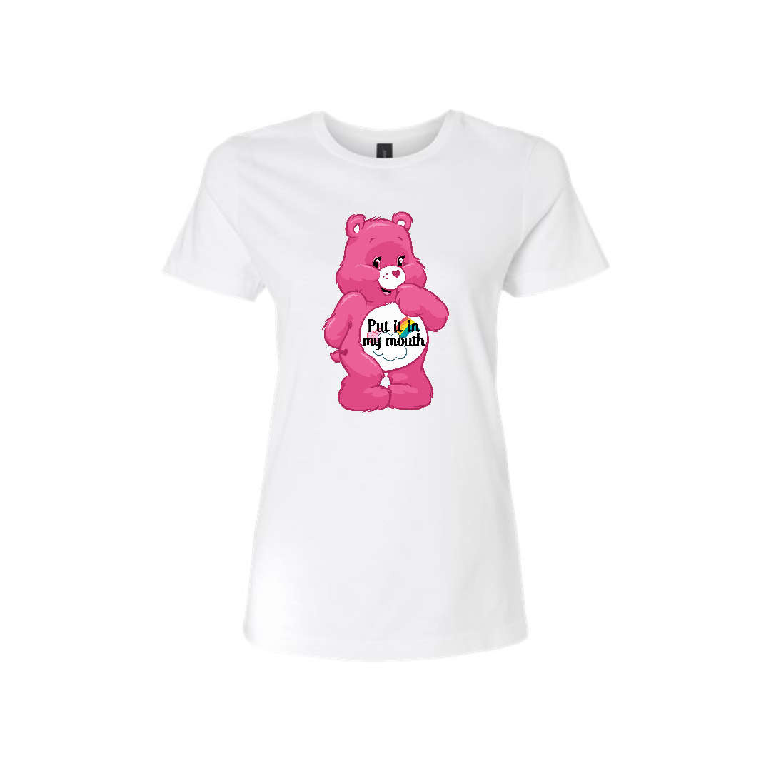 Swear Bear T-Shirt White with a put in it my mouth swear bear design