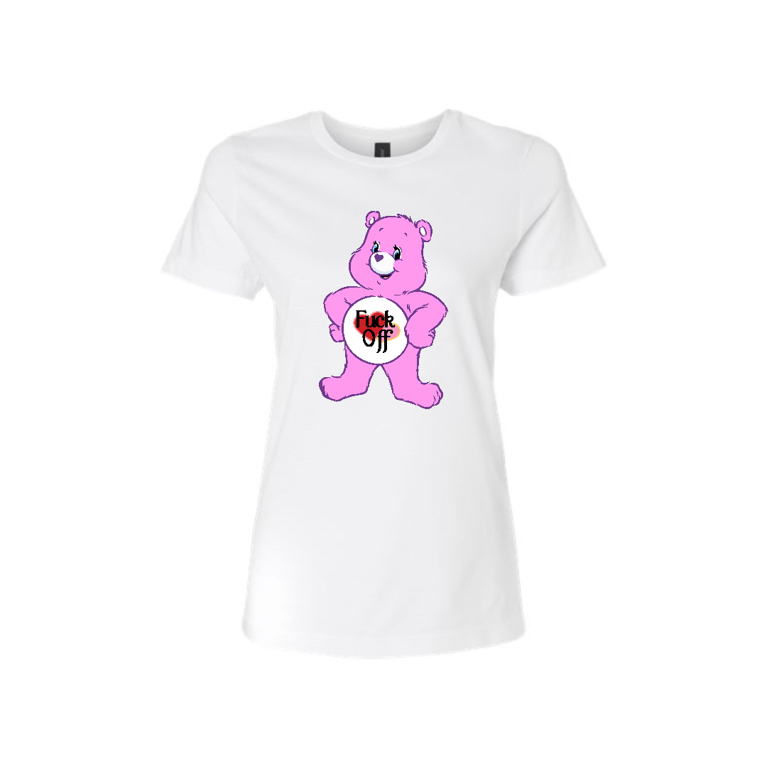 Swear Bear T-Shirt White with a fuck off swear bear design