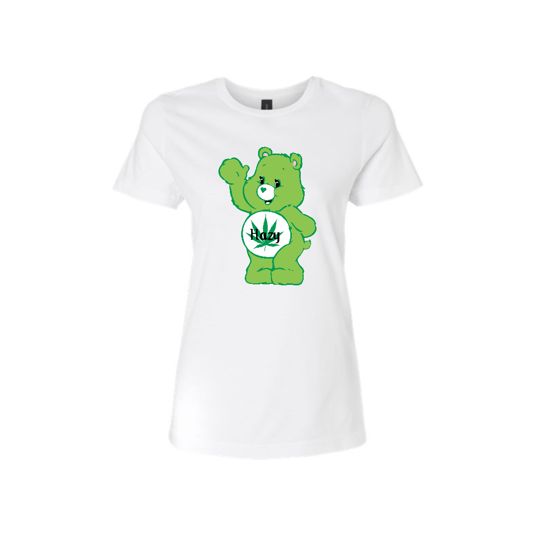 Swear Bear T-Shirt White with a hazy stoner swear bear design