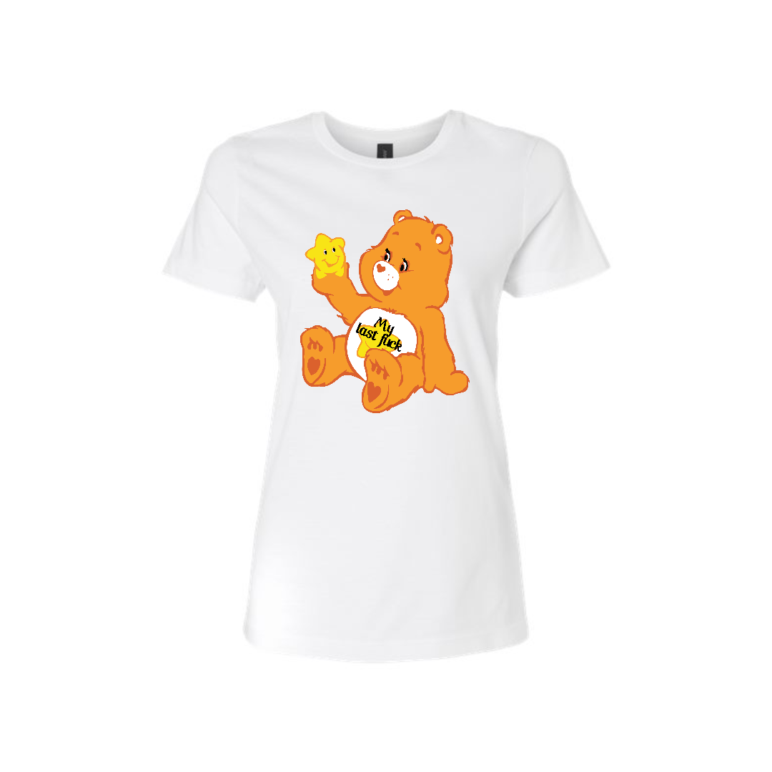 Swear Bear T-Shirt White with a my last fuck with a star design