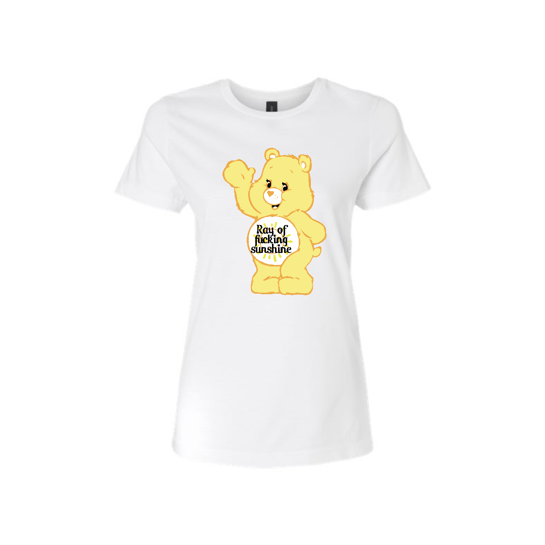 Swear Bear T-Shirt White with a Ray of Fucking Sunshine Bear