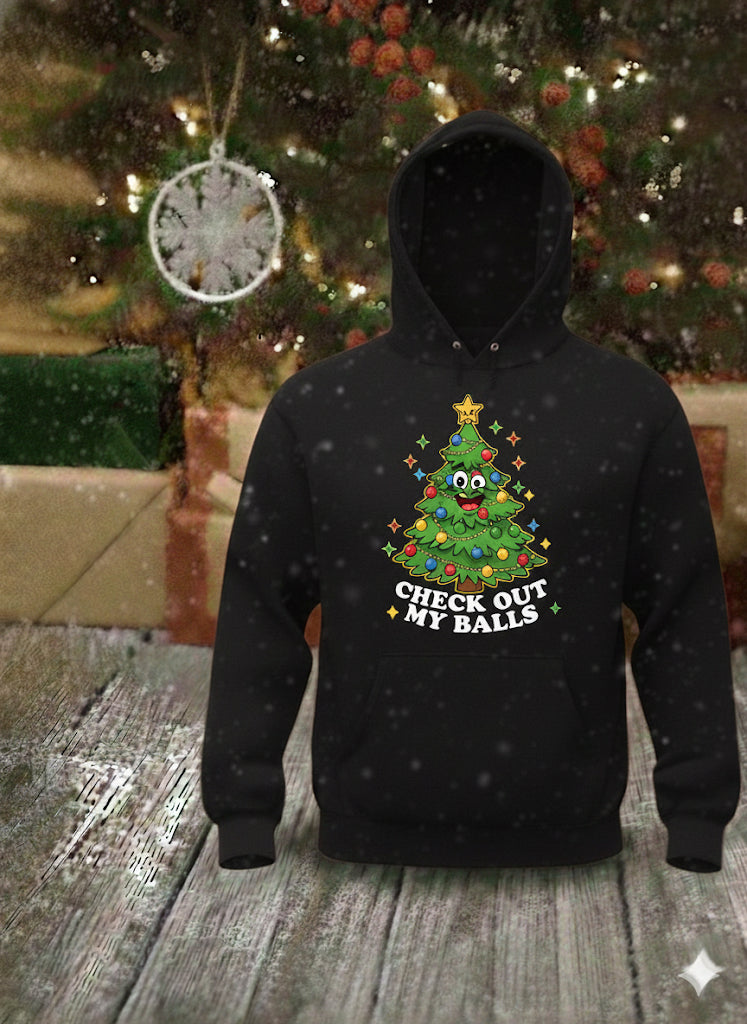 Checkout my Balls - Christmas Graphic Hoodie